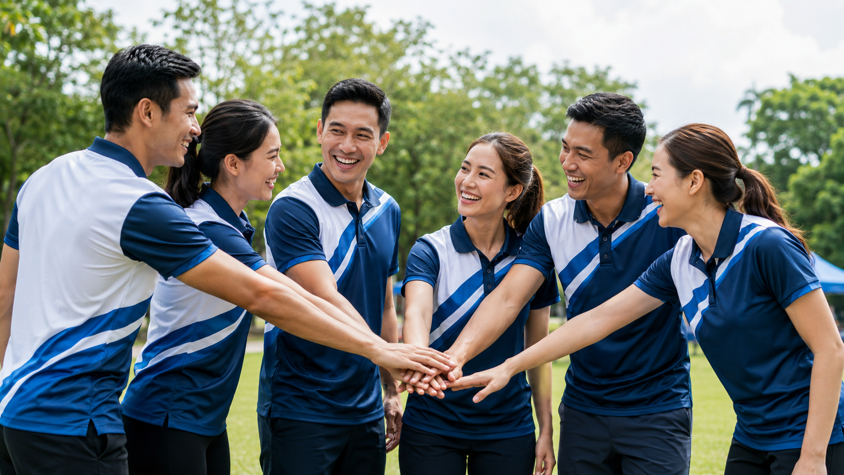 Mẫu áo đồng phục team building du lịch công ty chất liệu cotton thoáng mát từ DeCharme
