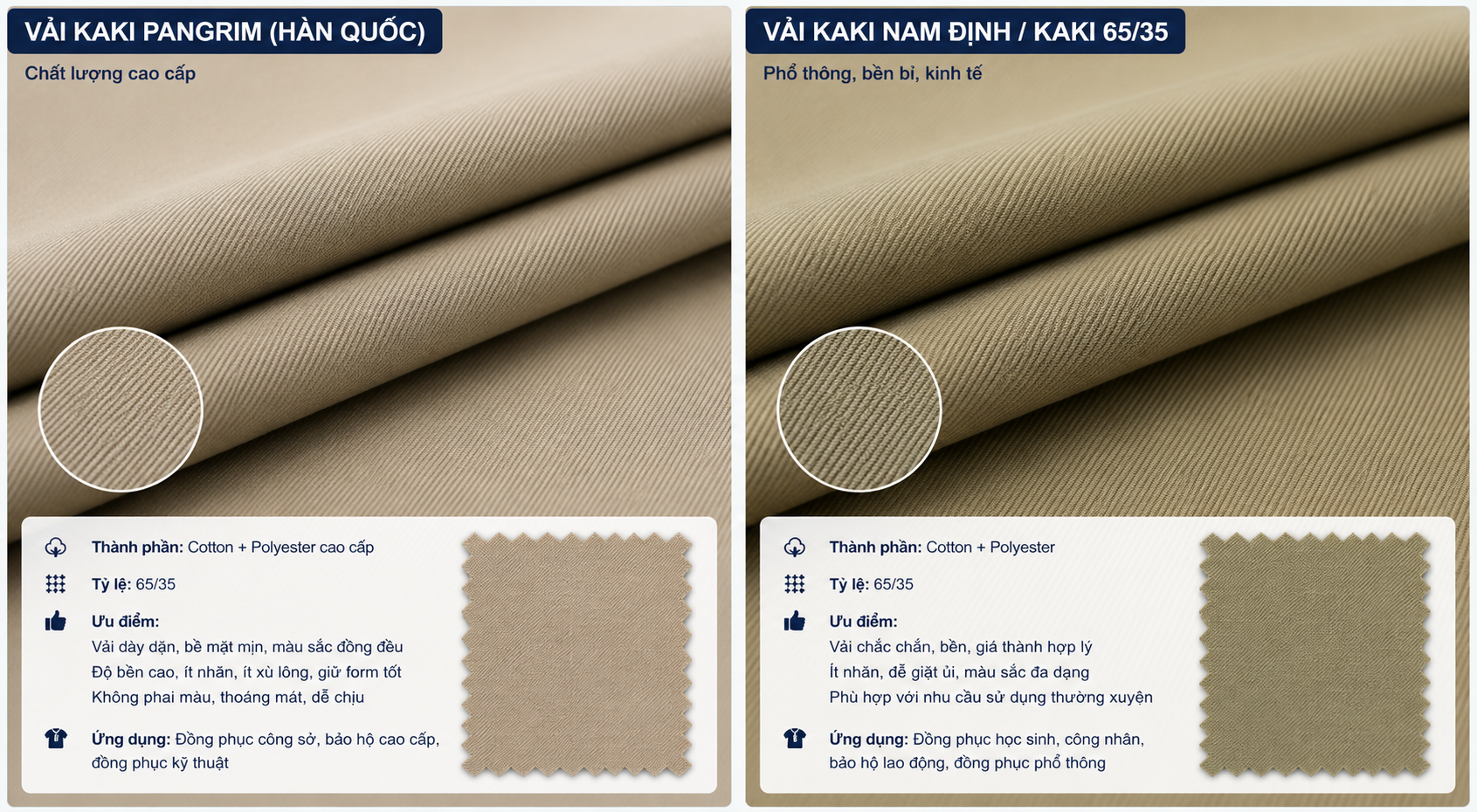 Kho vải may đồng phục cao cấp đa dạng chủng loại tại xưởng DeCharme