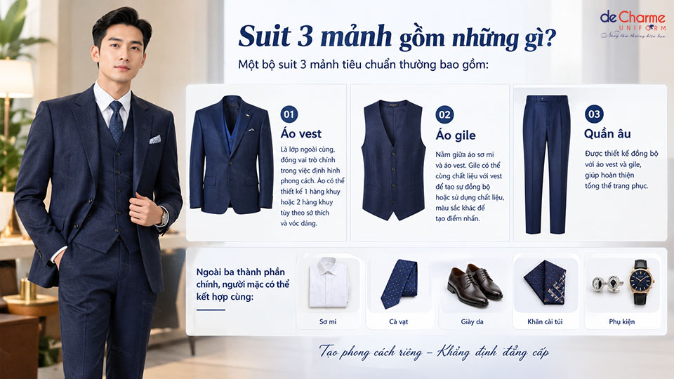 Những món đồ tạo nên một bộ suit 3 mảnh hoàn chỉnh