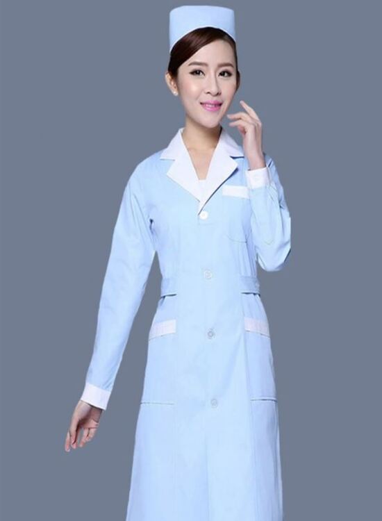 Mẫu váy blouse điều dưỡng nữ màu xanh