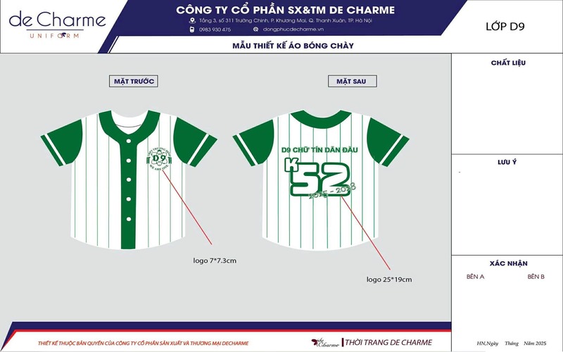 May áo thun đồng phục lớp cho lớp D9 THPT Trương Định