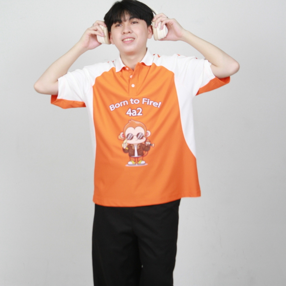 Áo Polo Đồng Phục Lớp Màu Cam Phối Trắng