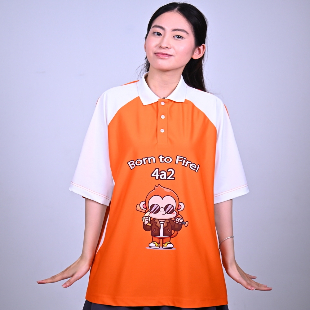 Áo Polo Đồng Phục Lớp Màu Cam Phối Trắng